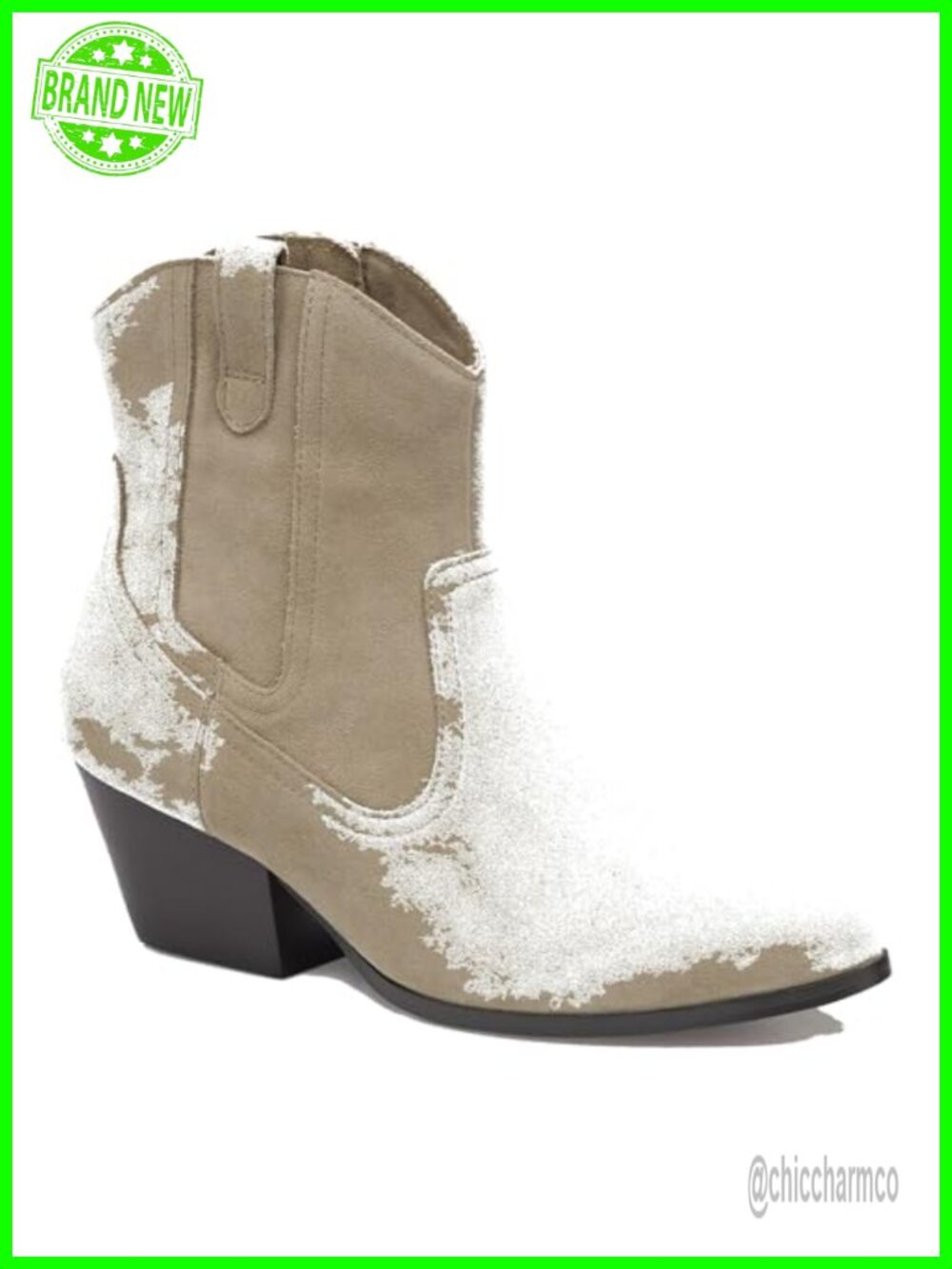 Waterproof Suede Western Ankle Bootie Block Heel Zip Comfort